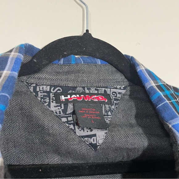 Tony Hawk Blue and Black Plaid Button-Down Shirt Size Large Skater Street wear - Picture 3 of 6